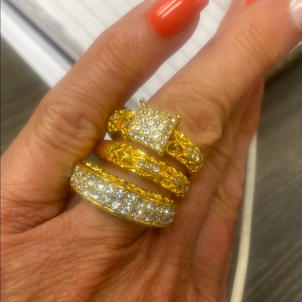 Gold-Tone Cubic Zirconia Stackable Ring Set - Women Jewelry